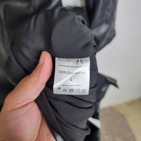 Wolf & Badger Maison Bogomil Black Noir Muse Eco Leather Dress NEW Size Large - Picture 8 of 16